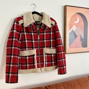 Marc Jacobs Plaid Shearling Jacket